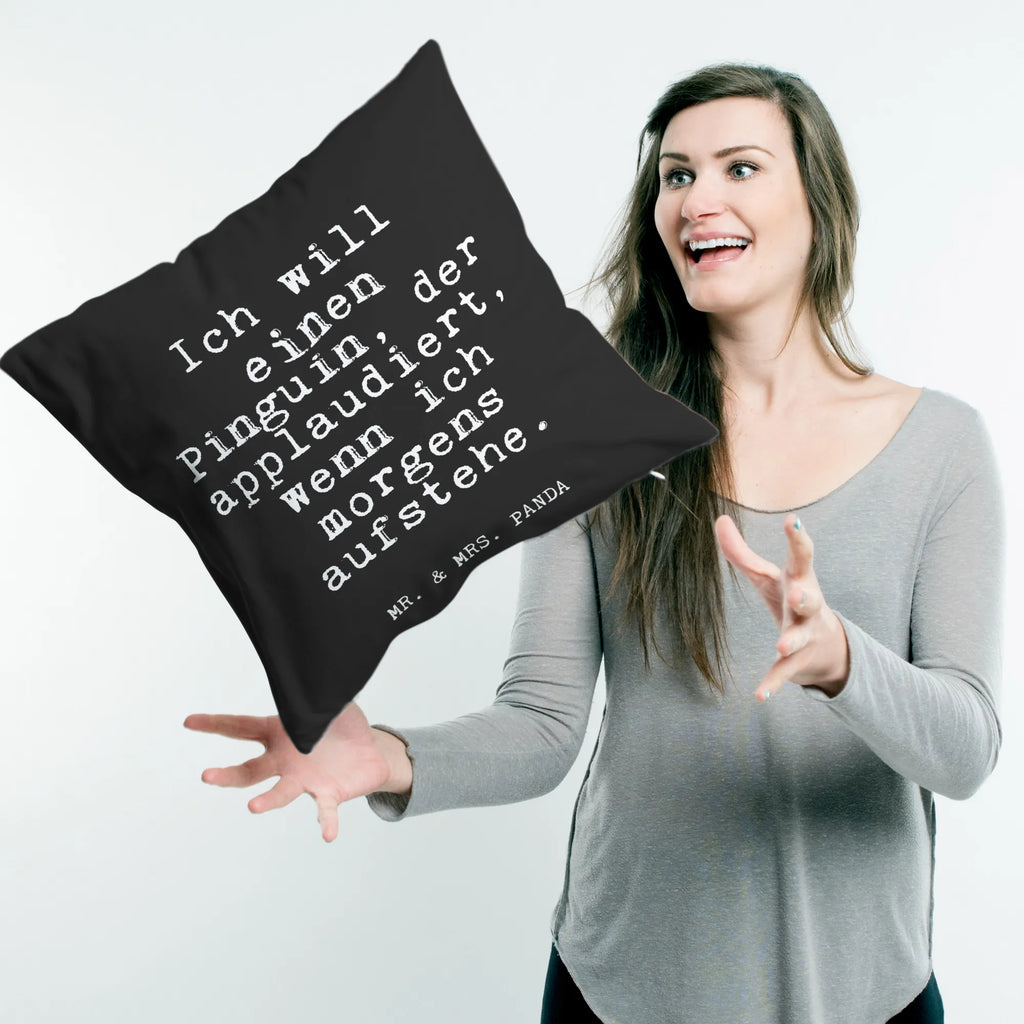 Cushion Ich will einen Pinguin,... pillow case, soft, pillows, 40 x 40, bedroom, fluffy, sofa, 40x40, cushion, Pillow, bed, settee, pad, couch, saying, sayings, funny, wisdom, quotes, Glizzer Spell Proverbs Wisdom Quotes Funny Wisdom Words