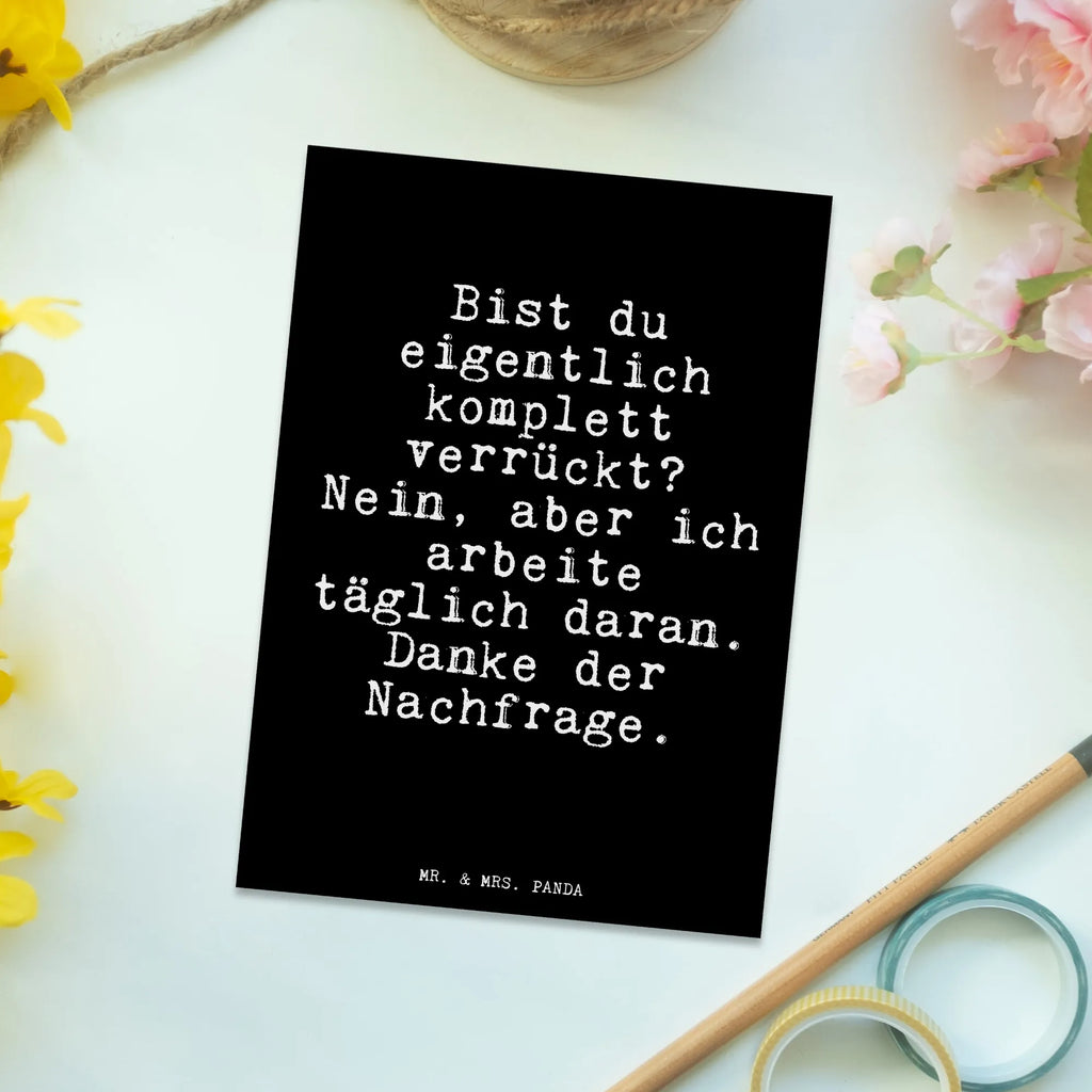 Postcard Bist du eigentlich komplett... gift, card, postcards, Postcard, invitation, letter, gift card, paper, invitation card, saying, sayings, funny, wisdom, quotes, Glizzer Spell Proverbs Wisdom Quotes Funny Wisdom Words