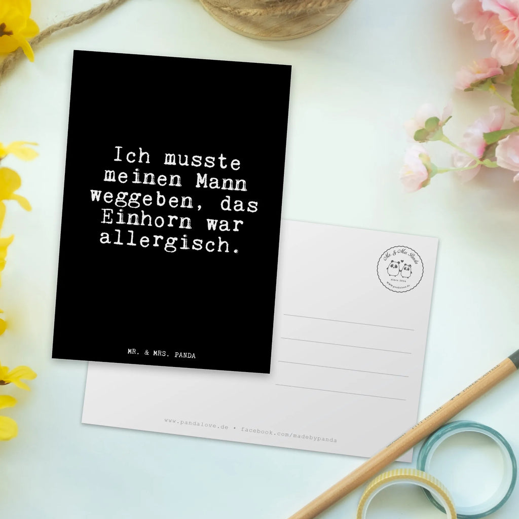 Postcard Ich musste meinen Mann... letter, invitation, card, invitation card, Postcard, gift, postcards, paper, gift card, saying, sayings, funny, wisdom, quotes, Sayings Proverbs Wisdom Quotes Funny Wisdom Words