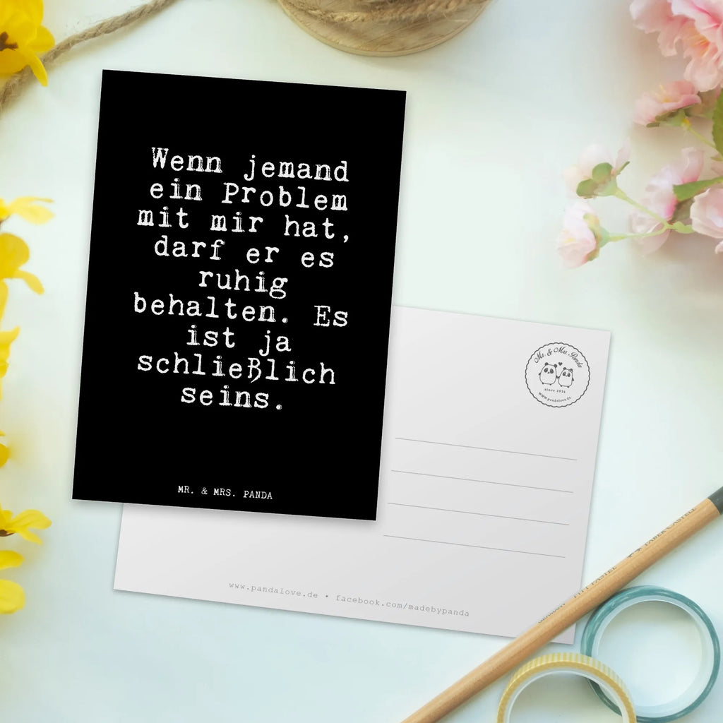 Postcard Wenn jemand ein Problem... invitation card, invitation, gift, postcards, card, Postcard, paper, letter, gift card, saying, sayings, funny, wisdom, quotes, Glizzer Spell Proverbs Wisdom Quotes Funny Wisdom Words