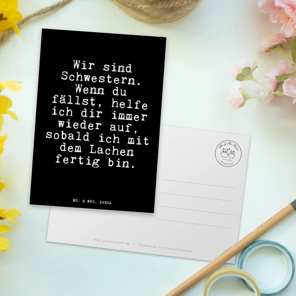 Postcard Wir sind Schwestern. Wenn... postcards, invitation, letter, card, Postcard, paper, invitation card, gift card, gift, saying, sayings, funny, wisdom, quotes, Glizzer Spell Proverbs Wisdom Quotes Funny Wisdom Words