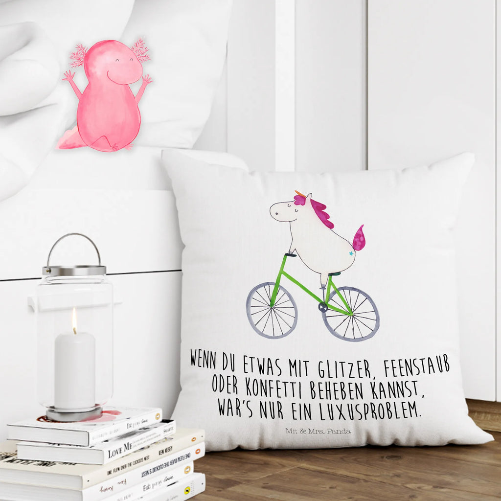 Cushion unicorn cyclist Pillow, settee, soft, fluffy, pad, bed, pillows, 40x40, couch, pillow case, bedroom, sofa, 40 x 40, cushion, unicorn, unicorns, present, cycling, luxury problem, fairy dust, love affliction, cyclist gift, confetti, grief, wheel, bike