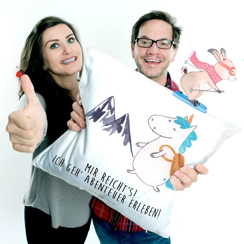 Cushion unicorn climber pillows, cushion, pad, 40x40, 40 x 40, sofa, soft, bed, couch, Pillow, settee, bedroom, pillow case, fluffy, unicorn, unicorns, mountains, adventurer, adventure, vacation, english, world traveler, travel, Einhorn, explorer, world trip, mountaineer