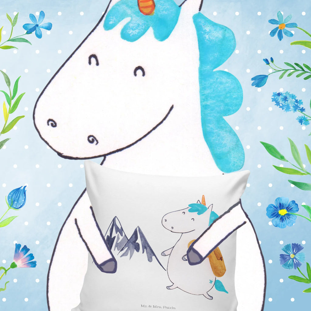 Cushion unicorn climber pillows, cushion, pad, 40x40, 40 x 40, sofa, soft, bed, couch, Pillow, settee, bedroom, pillow case, fluffy, unicorn, unicorns, mountains, adventurer, adventure, vacation, english, world traveler, travel, Einhorn, explorer, world trip, mountaineer