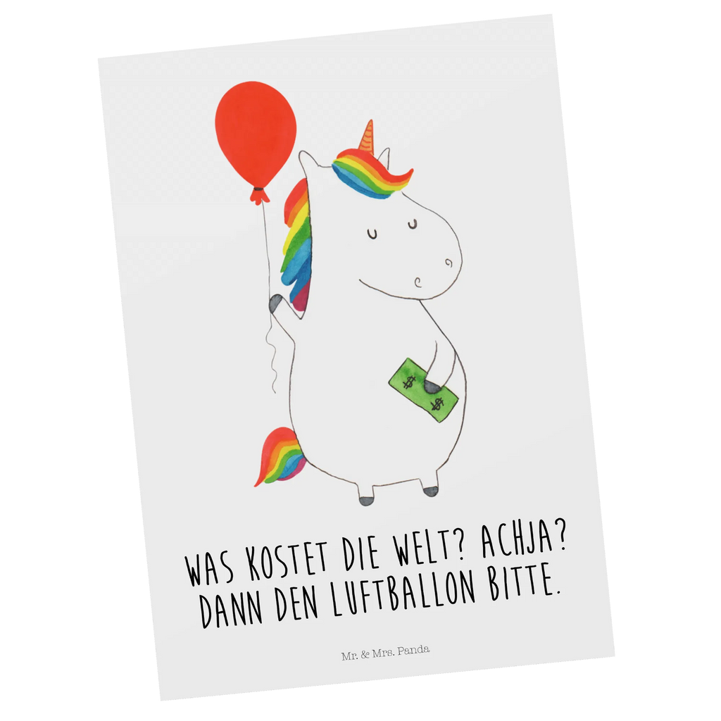 Postcard unicorn balloon bildkarte, einzelkarte, Grußkarte, Motivkarte, Ansichtskarten, spruchkarte, Designkarte, Ansichtskarte, Postkarte, Kunstkarten, kunstkarte, Fotokarte, Postkarten, Unicorn, Einhorn, Einhörner, Einhorn Deko, Luftballon, Geld, Freundin, Lebenslust, Geschenk, Freude