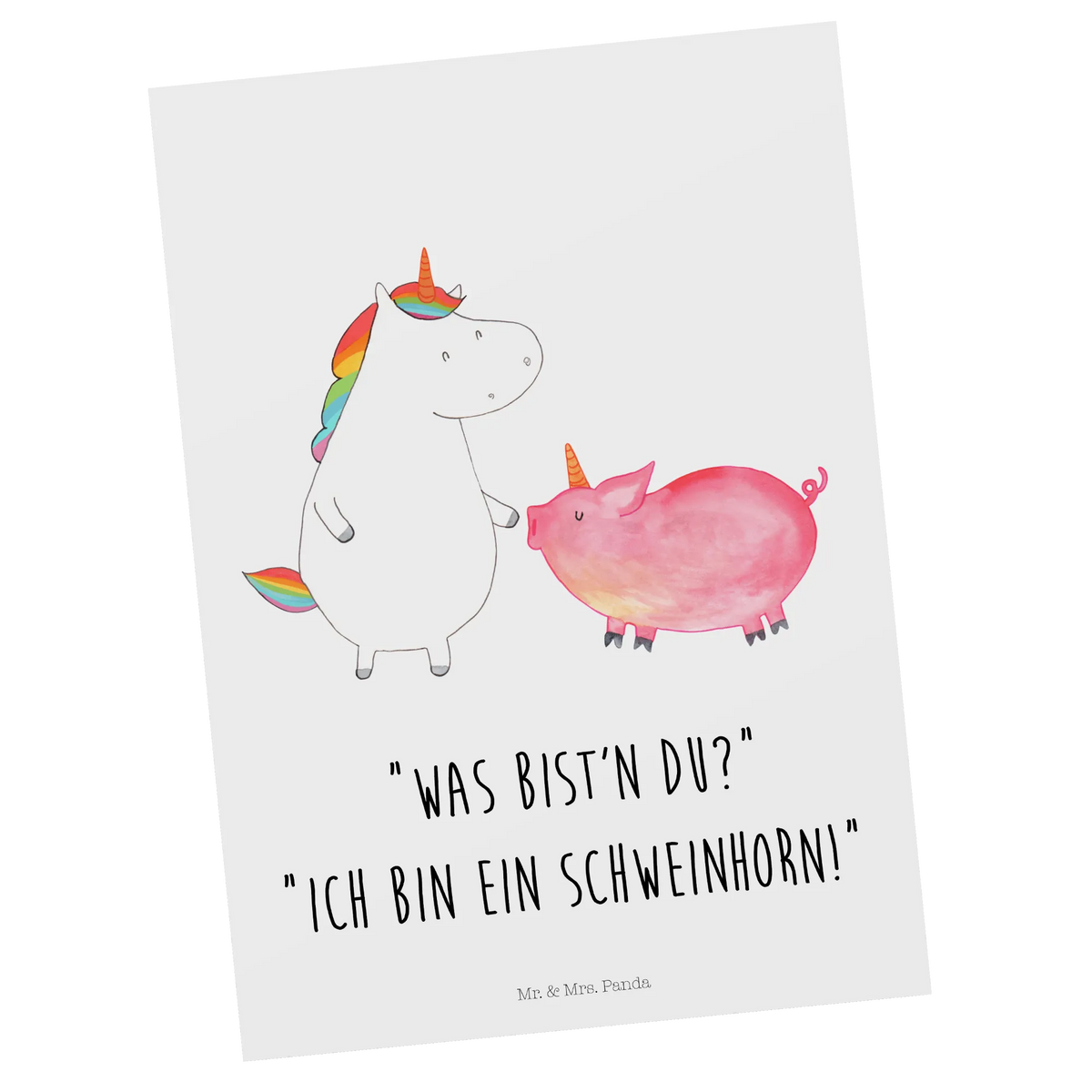Postcard unicorn Pig girlfriend gift, Pighorn, Pigcorn, piggycorn, Friendship, girlfriend present