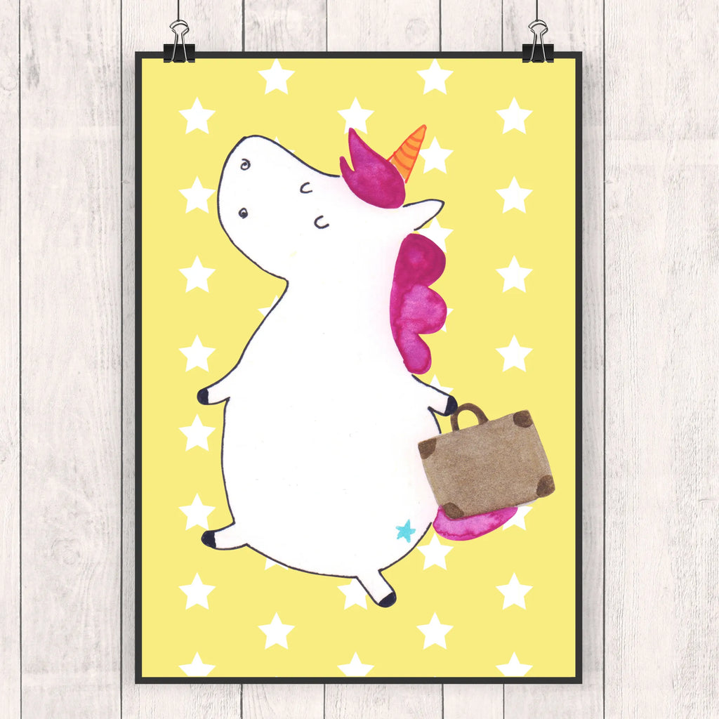 Poster unicorn Suitcase bild für wand, Wanddeko Bild, Poster, Deko Bild, Raumdekoration, Wanddeko, Handgemaltes Poster, Küchenposter, Wandposter, kinderzimmer poster, schlafzimmer poster, Wanddekoration, plakat, Posterdruck, großes poster, Wandbild, poster sprüche, Kunstdruck, Kinderposter, Bild, Designposter, Mr. & Mrs. Panda Poster, Einhorn Deko, Einhörner, Einhorn, Unicorn, albern, Koffer, lustig, Abenteuer, Spaß, witzig, Verreisen, Reise, Kind, Gepäck, unicorn, Erwachsen