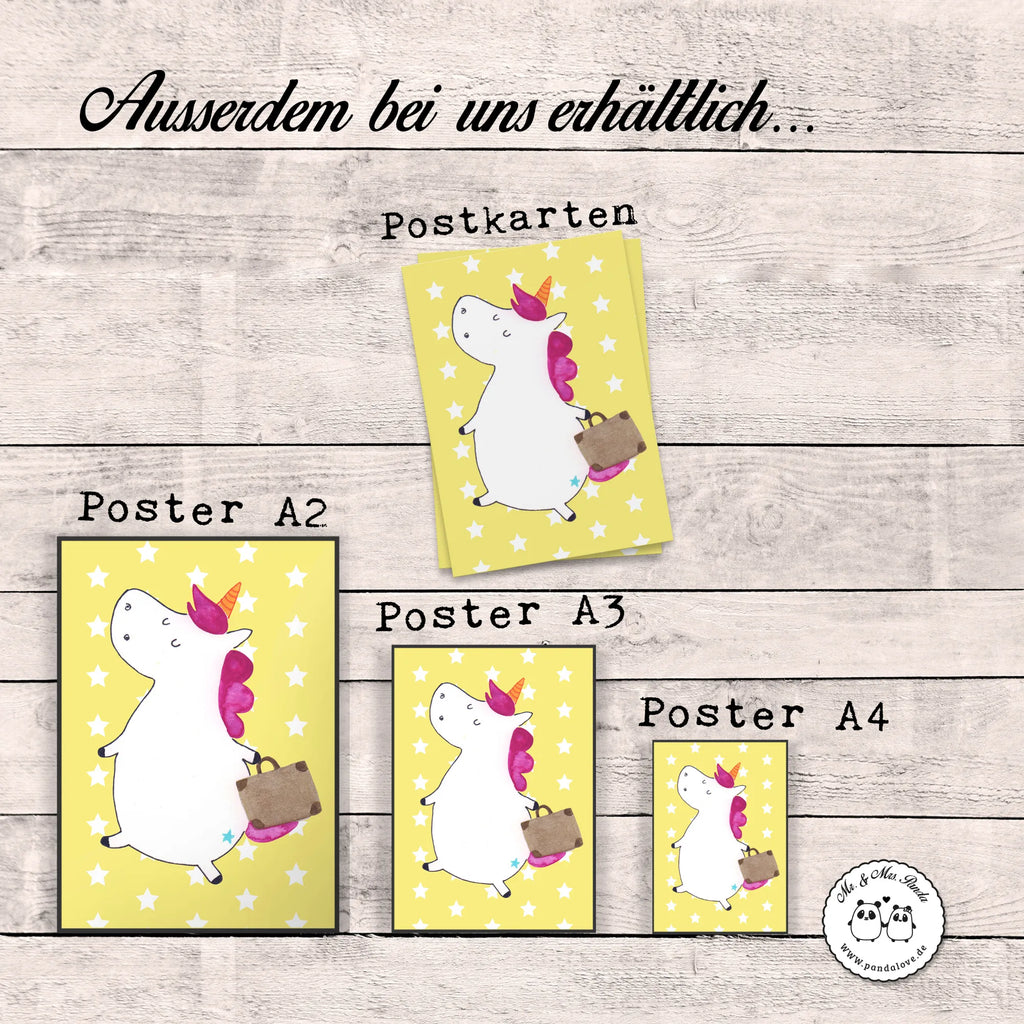 Poster unicorn Suitcase bild für wand, Wanddeko Bild, Poster, Deko Bild, Raumdekoration, Wanddeko, Handgemaltes Poster, Küchenposter, Wandposter, kinderzimmer poster, schlafzimmer poster, Wanddekoration, plakat, Posterdruck, großes poster, Wandbild, poster sprüche, Kunstdruck, Kinderposter, Bild, Designposter, Mr. & Mrs. Panda Poster, Einhorn Deko, Einhörner, Einhorn, Unicorn, albern, Koffer, lustig, Abenteuer, Spaß, witzig, Verreisen, Reise, Kind, Gepäck, unicorn, Erwachsen