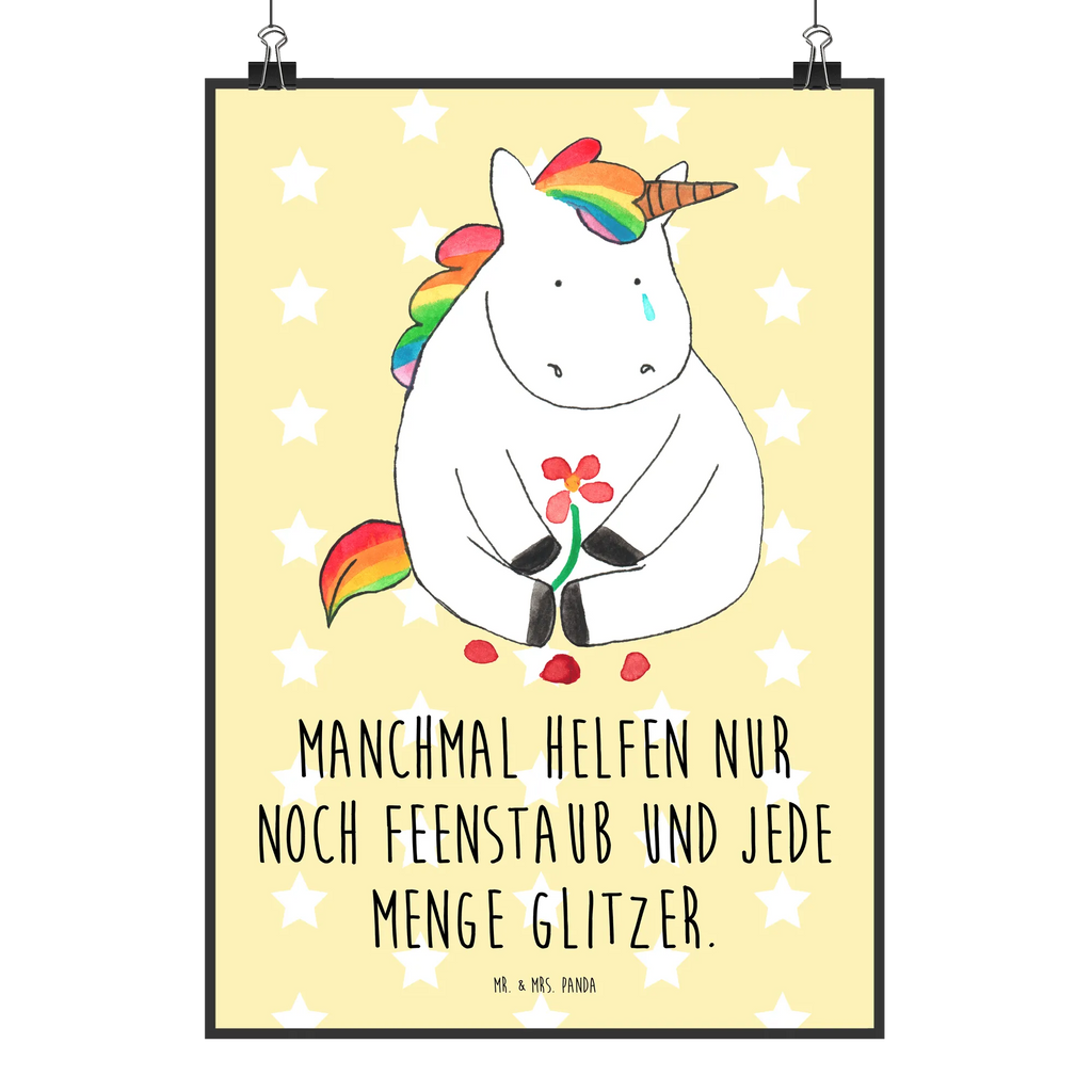 Poster unicorn Sad unicorn, unicorns, love, grief, Friendship, Unicorn, friends, greeting card, glitter, flower, consoling