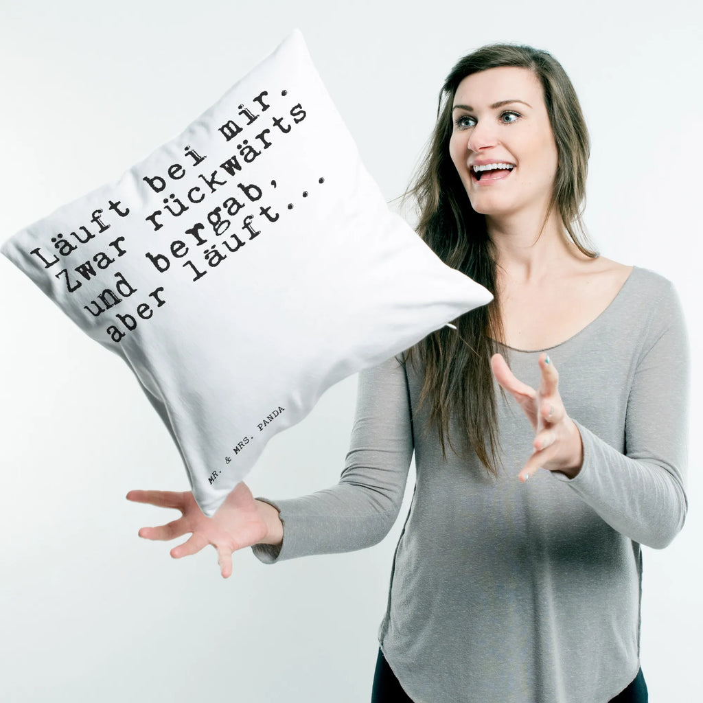 Cushion Läuft bei mir. Zwar... pillows, Pillow, settee, pad, sofa, soft, couch, 40 x 40, fluffy, bed, cushion, bedroom, 40x40, pillow case, saying, sayings, funny, wisdom, quotes, Sayings Proverbs Wisdom Quotes Funny Wisdom Words