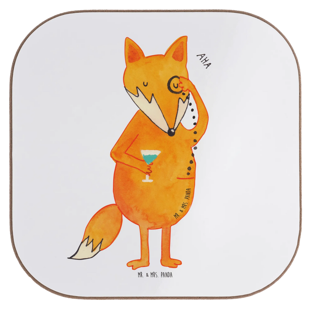 Square coaster Fox lord gifts, presents, glass coasters, party, breakfast, gift, Coasters, fox, foxes, forest wildlife, clever as a fox, animal lover, lovesickness gift, problem solving, motivation saying, words of consolation, saying funny