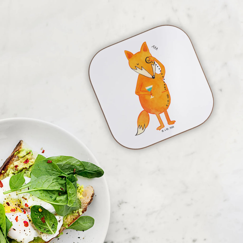 Square coaster Fox lord gifts, presents, glass coasters, party, breakfast, gift, Coasters, fox, foxes, forest wildlife, clever as a fox, animal lover, lovesickness gift, problem solving, motivation saying, words of consolation, saying funny