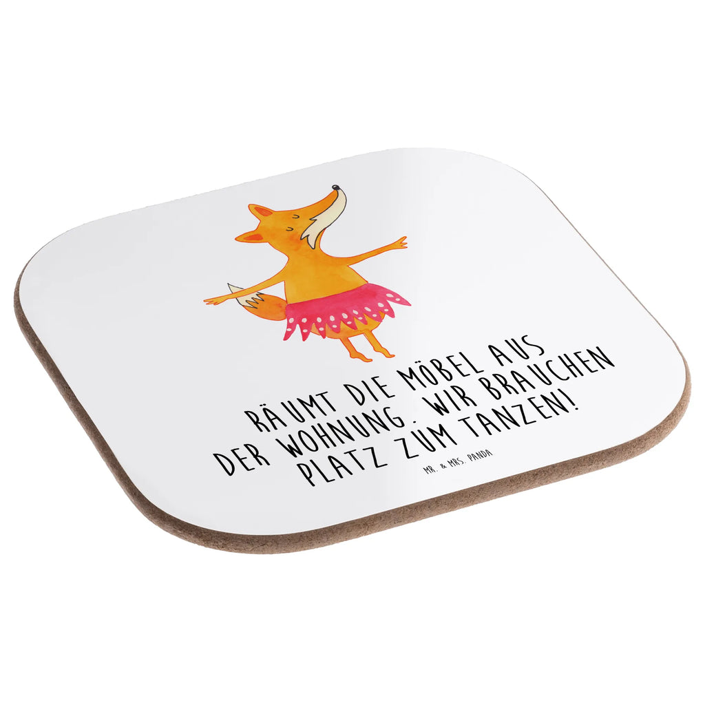 Square coaster Fox ballerina breakfast, gift, party, gifts, presents, glass coasters, Coasters, fox, foxes, forest wildlife, clever as a fox, animal lover, dancing, vixen, birthday, ballerina, ballet, dancer, invitation, fox saying