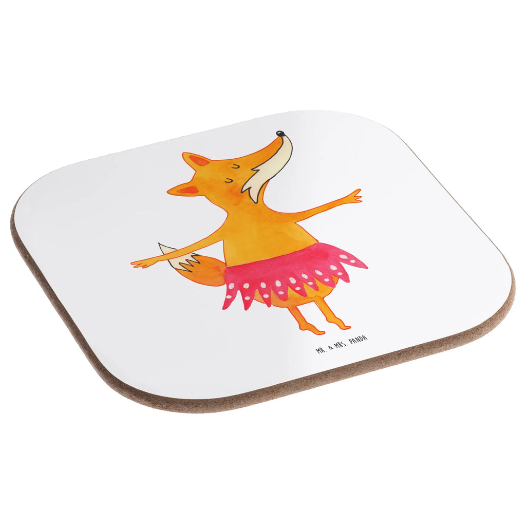 Square coaster Fox ballerina breakfast, gift, party, gifts, presents, glass coasters, Coasters, fox, foxes, forest wildlife, clever as a fox, animal lover, dancing, vixen, birthday, ballerina, ballet, dancer, invitation, fox saying