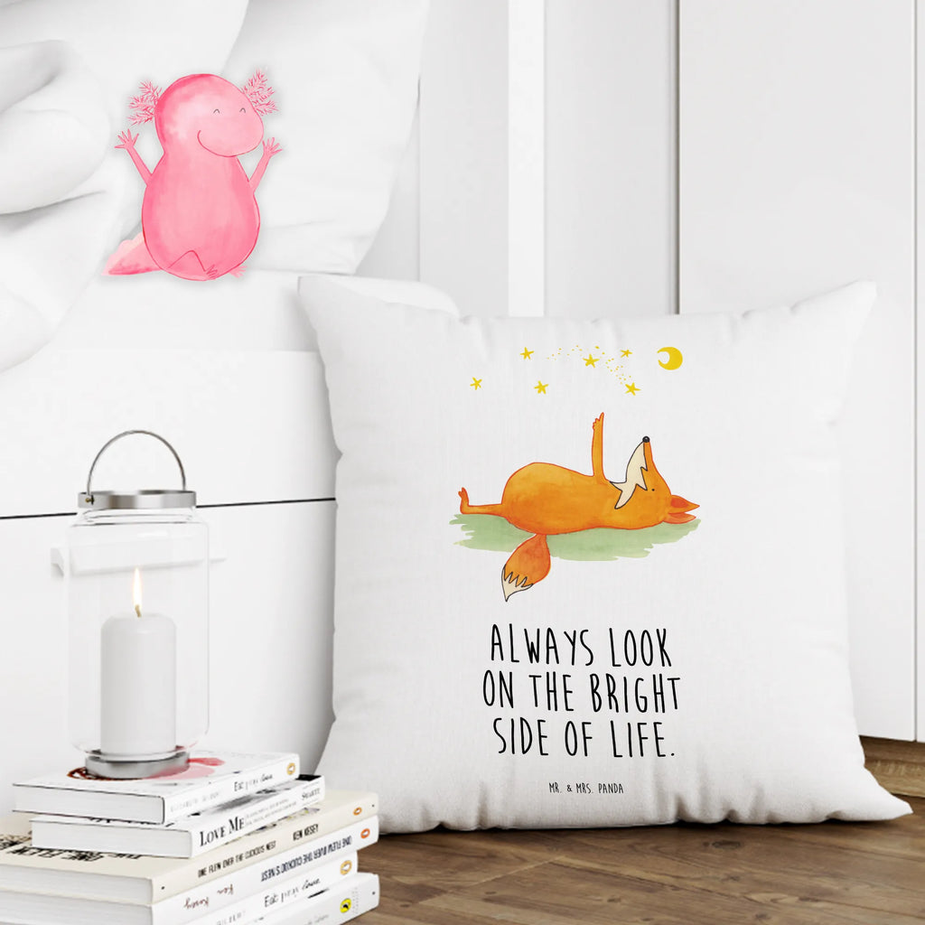 Cushion Fox Stars pad, pillow case, 40 x 40, fluffy, bed, 40x40, settee, couch, soft, Pillow, cushion, sofa, bedroom, pillows, fox, foxes, forest wildlife, clever as a fox, animal lover, Always Look on the Bright Side of Life, Saying positive, Fox, words of consolation, Romance, Saying beautiful