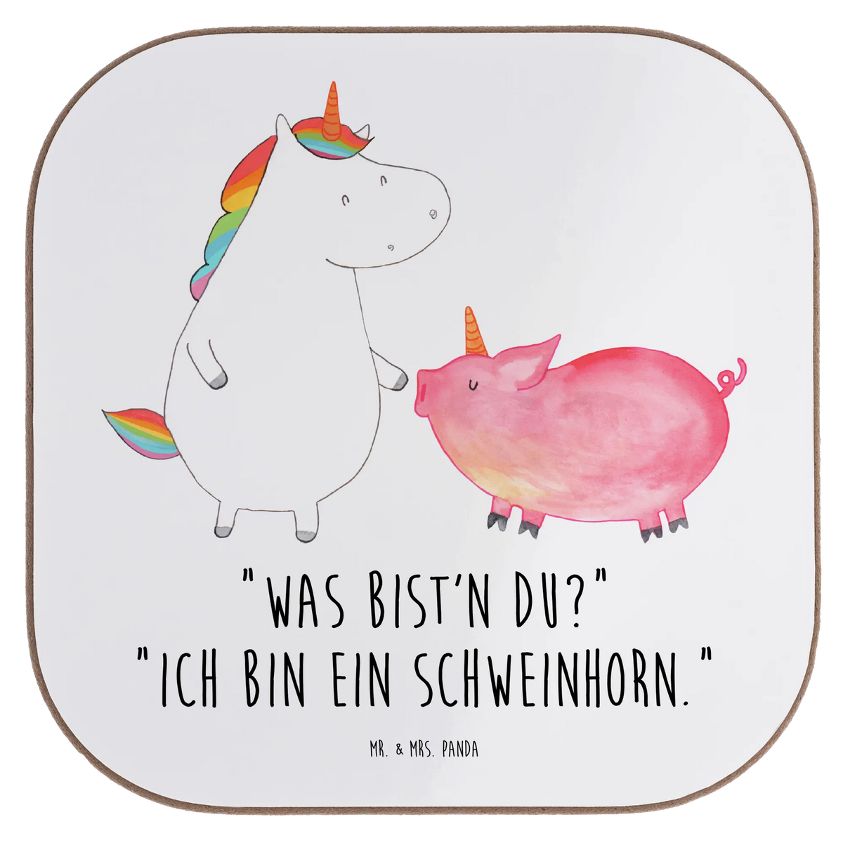 Square coaster unicorn Pig Friendship, piggycorn, girlfriend present, Pighorn, girlfriend gift, Pigcorn
