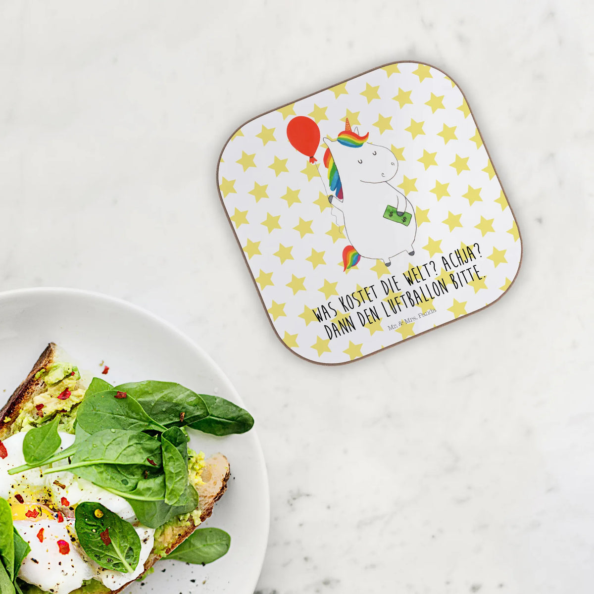 Square coaster unicorn balloon glass coasters, gift, gifts, Coasters, party, breakfast, presents, unicorn, unicorns, joy, balloon, girlfriend, saying, funny, fun, money, lifelong