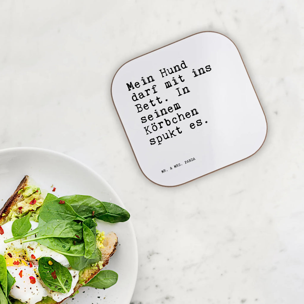 Square coaster Mein Hund darf mit... breakfast, glass coasters, gifts, Coasters, party, gift, presents, saying, sayings, funny, wisdom, quotes, Sayings Proverbs Wisdom Quotes Funny Wisdom Words