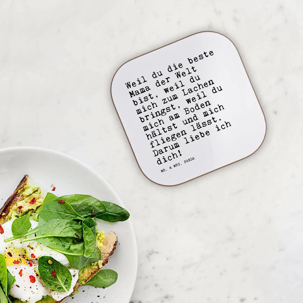 Square coaster Weil du die beste... party, Coasters, breakfast, glass coasters, gift, gifts, presents, saying, sayings, funny, wisdom, quotes, Sayings Proverbs Wisdom Quotes Funny Wisdom Words