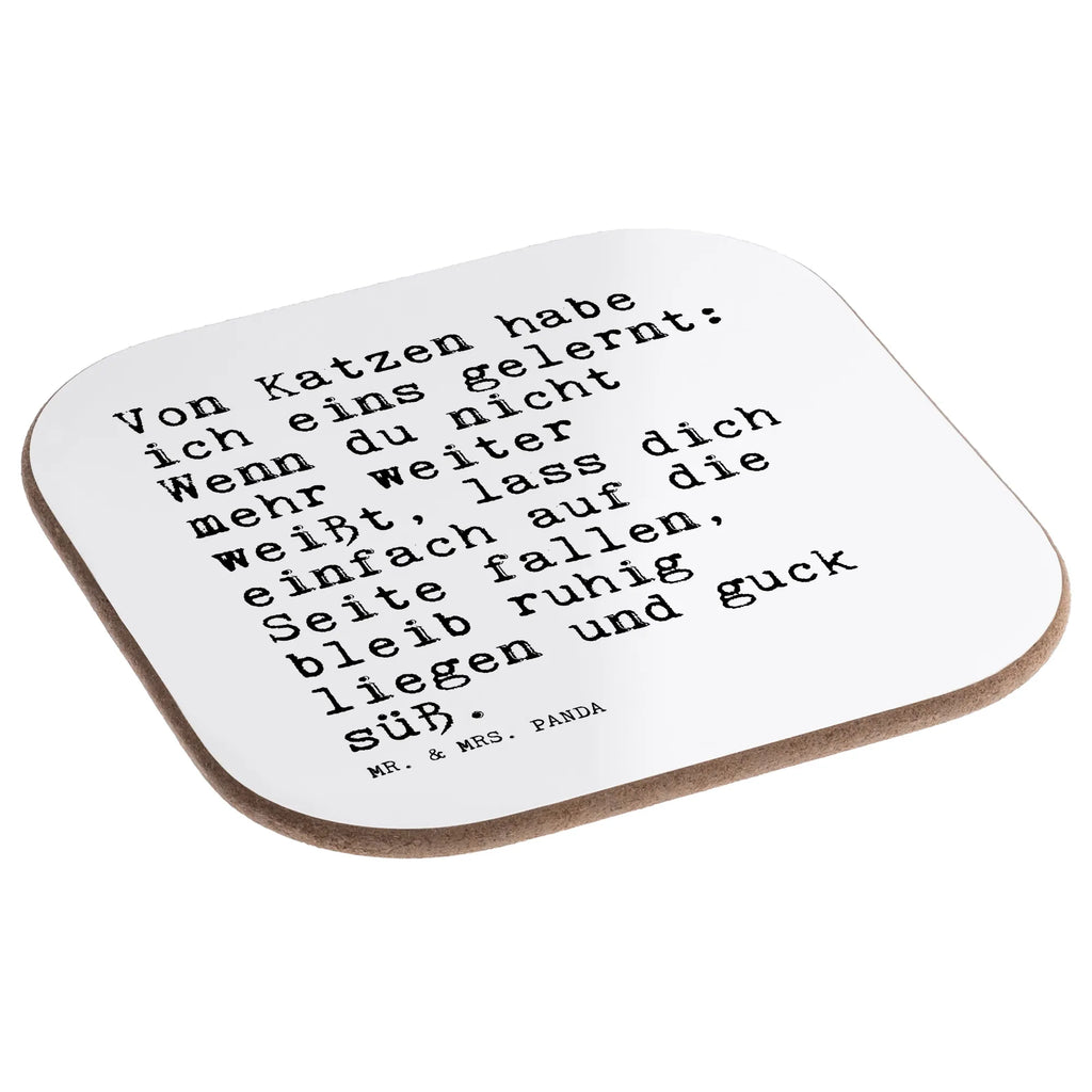 Square coaster Von Katzen habe ich... presents, glass coasters, breakfast, Coasters, gift, gifts, party, saying, sayings, funny, wisdom, quotes, Sayings Proverbs Wisdom Quotes Funny Wisdom Words