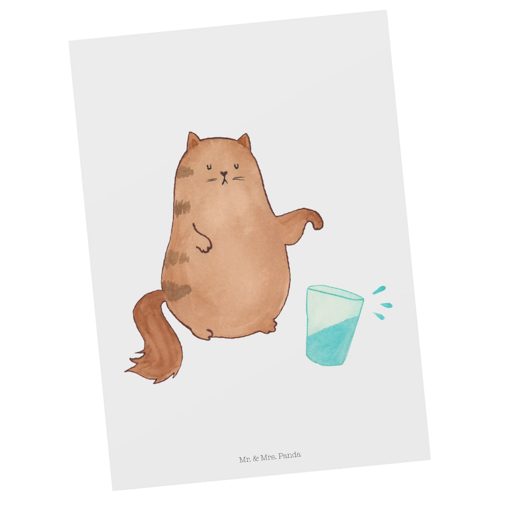 Pocztówka kot szklanka wody Kot, motyw kotów, miłośnik kotów, dekoracje z kotami, przyjaciel kotów, entuzjasta kotów, produkty dla kotów, artykuły dla kotów, akcesoria dla kotów, pamiątki z kotami, produkty dla miłośników kotów, motywy kotów