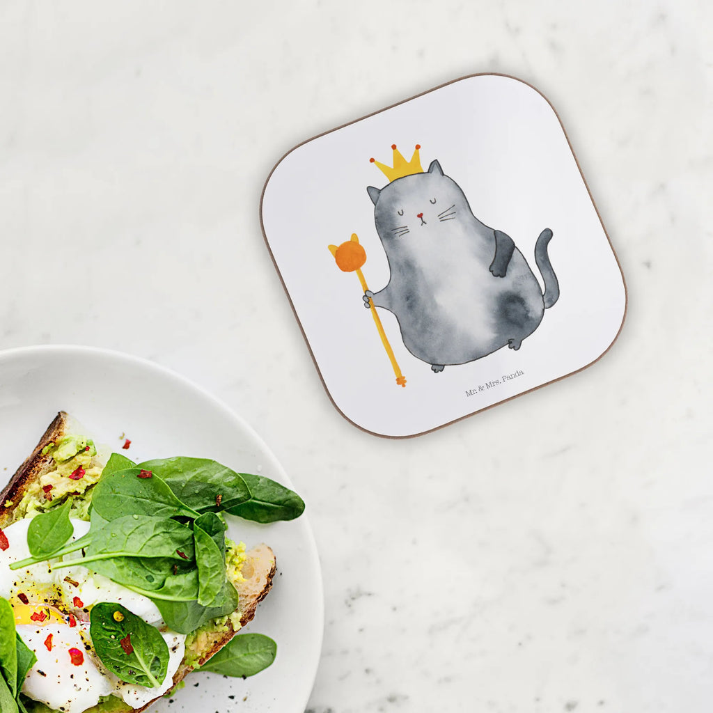 Square coaster Cat king gifts, presents, Coasters, party, gift, glass coasters, breakfast, cat, tomcat, kitty, meow, kitten, housecat, mama cat, love cats, cat image, cat fan, cat lover, cat fancier, cat decoration, gift for cat lover, cat owner, funny cats, cat sayings, cat motto, funny cat gifts, fan merchandise, cat stuff, animal lover, apartment, moving in, queen, cats, first own apartment, pet, tenement, move, king, family, pussy