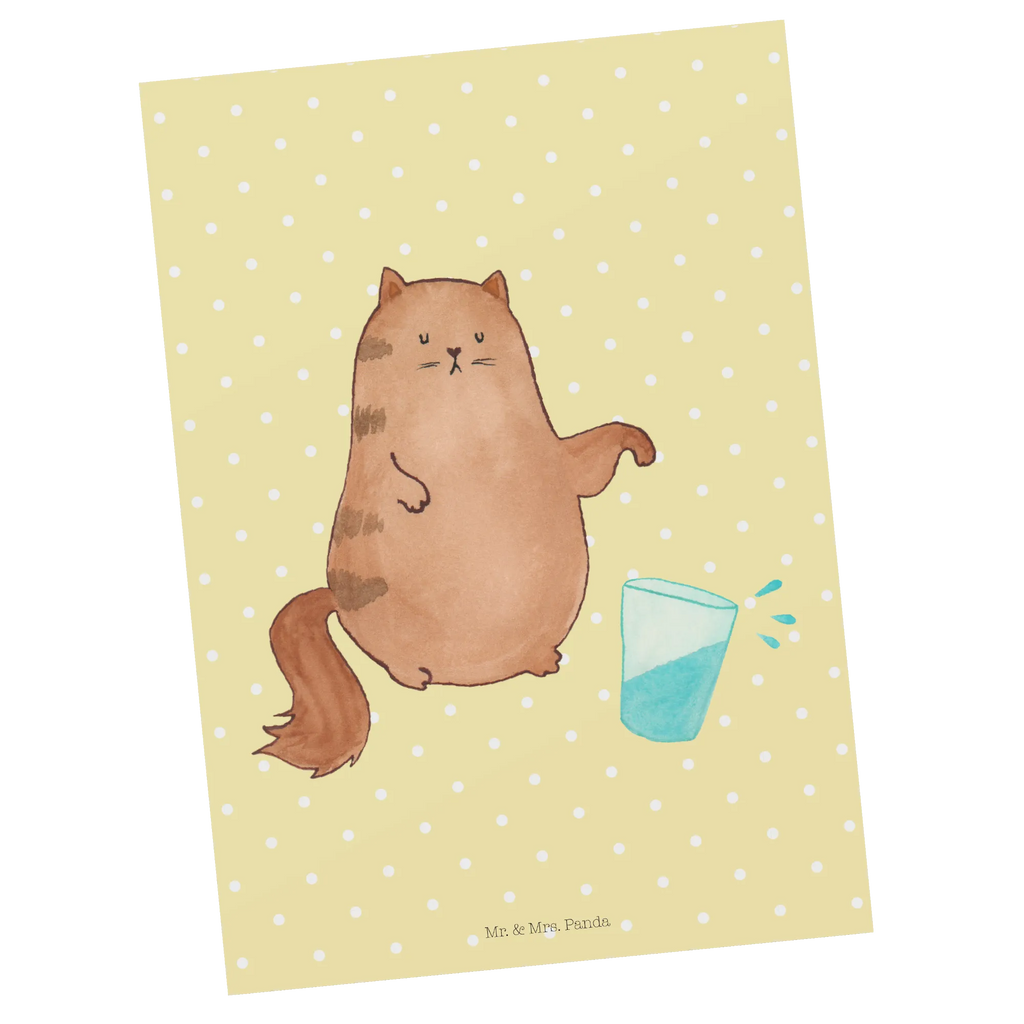 Pocztówka kot szklanka wody Kot, motyw kotów, miłośnik kotów, dekoracje z kotami, przyjaciel kotów, entuzjasta kotów, produkty dla kotów, artykuły dla kotów, akcesoria dla kotów, pamiątki z kotami, produkty dla miłośników kotów, motywy kotów