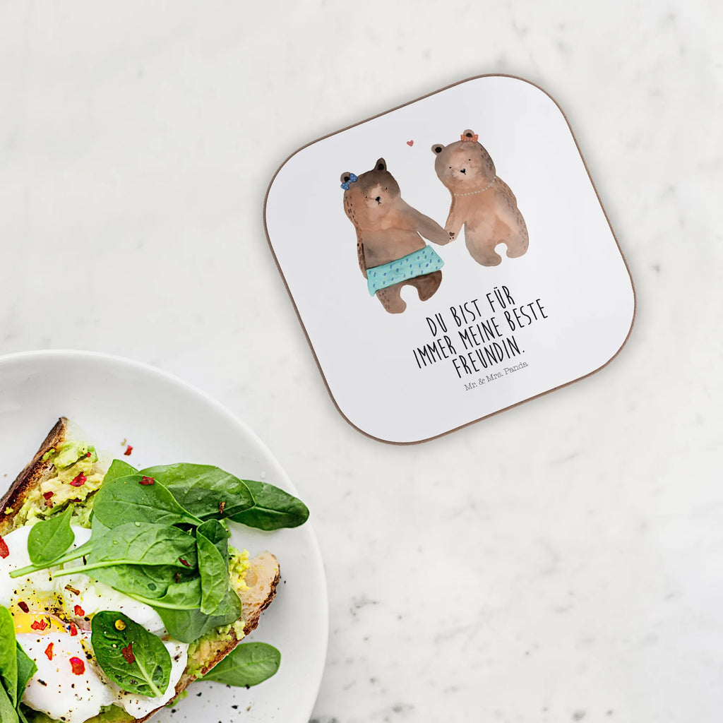 Square coaster bear Girlfriend Glasuntersetzer, Tassen Untersetzer, Untersetzer, Getränkeuntersetzer, Korkuntersetzer, Untersetzer Design, Untersetzer aus Holz, Bierdeckel, Holzuntersetzer, Untersetzer Holz, Untersetzer für Gläser, Untersetzer Gläser, Bär, Teddy, Teddybär, Bär Freundin Beste Freund Liebe Liebesbeweis Verliebt Kumpel Kumpeliene