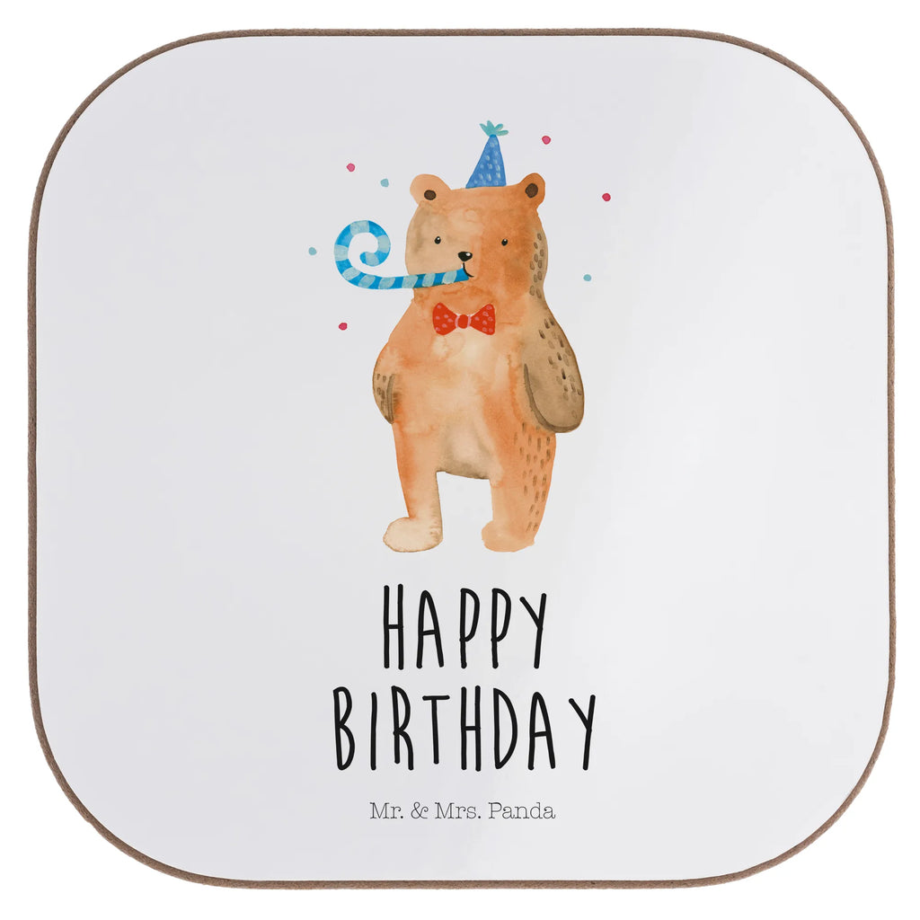 Square coaster bear Birthday glass coasters, gifts, Coasters, party, gift, breakfast, presents, bear, teddy, teddy bear, cuddly toy, Happy birthday