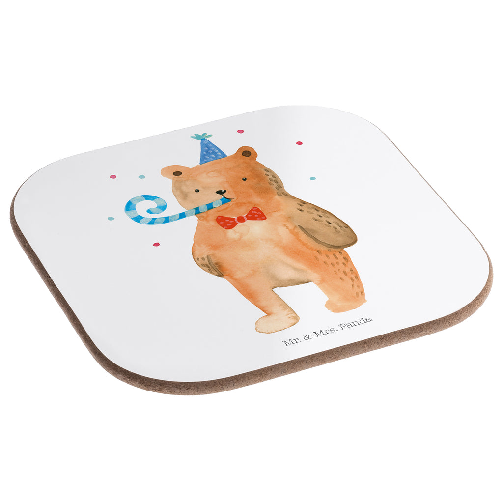 Square coaster bear Birthday glass coasters, gifts, Coasters, party, gift, breakfast, presents, bear, teddy, teddy bear, cuddly toy, Happy birthday