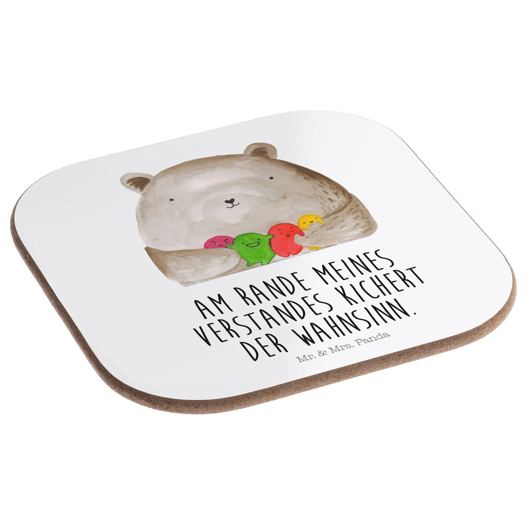Square coaster bear Feeling glass coasters, presents, gift, breakfast, party, gifts, Coasters, bear, teddy, teddy bear, cuddly toy, Madness, Bear