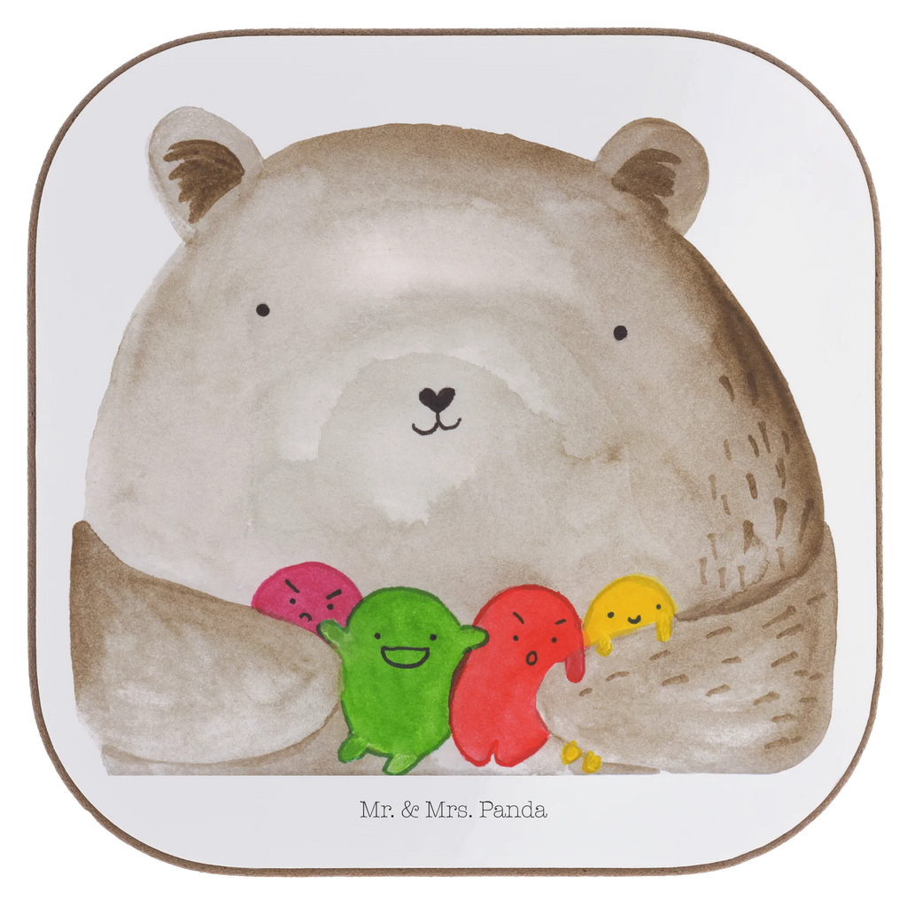 Square coaster bear Feeling glass coasters, presents, gift, breakfast, party, gifts, Coasters, bear, teddy, teddy bear, cuddly toy, Madness, Bear