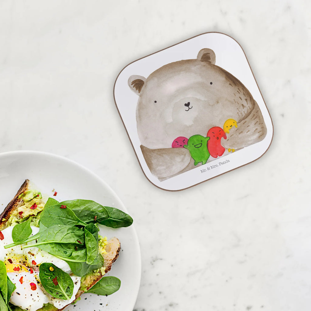 Square coaster bear Feeling glass coasters, presents, gift, breakfast, party, gifts, Coasters, bear, teddy, teddy bear, cuddly toy, Madness, Bear