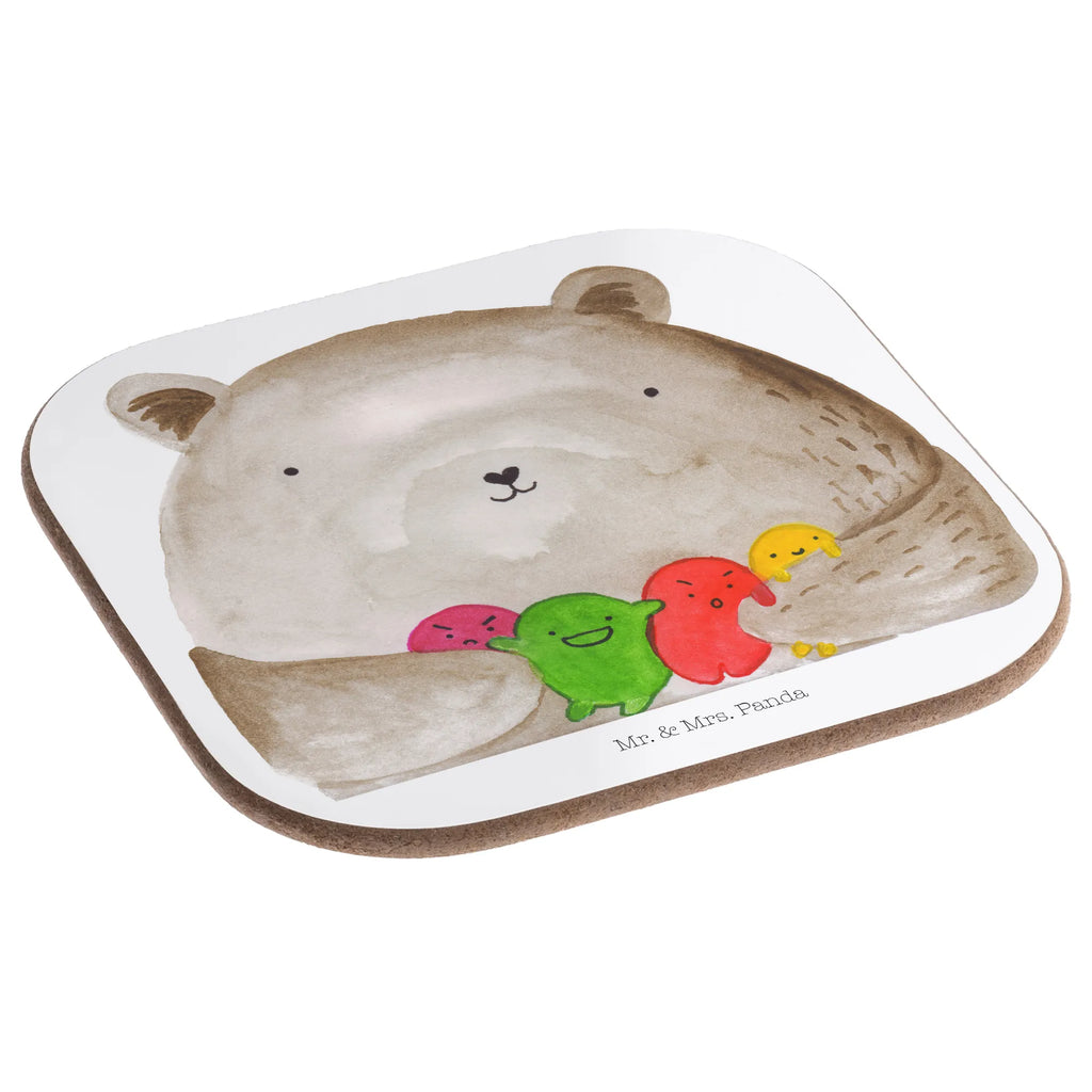 Square coaster bear Feeling glass coasters, presents, gift, breakfast, party, gifts, Coasters, bear, teddy, teddy bear, cuddly toy, Madness, Bear