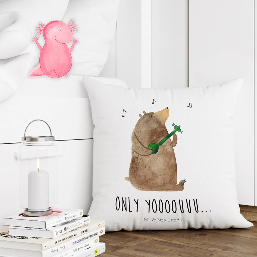 Cushion bear guitar 40 x 40, settee, Pillow, couch, sofa, fluffy, soft, pad, pillow case, pillows, cushion, 40x40, bed, bedroom, bear, teddy, teddy bear, cuddly toy