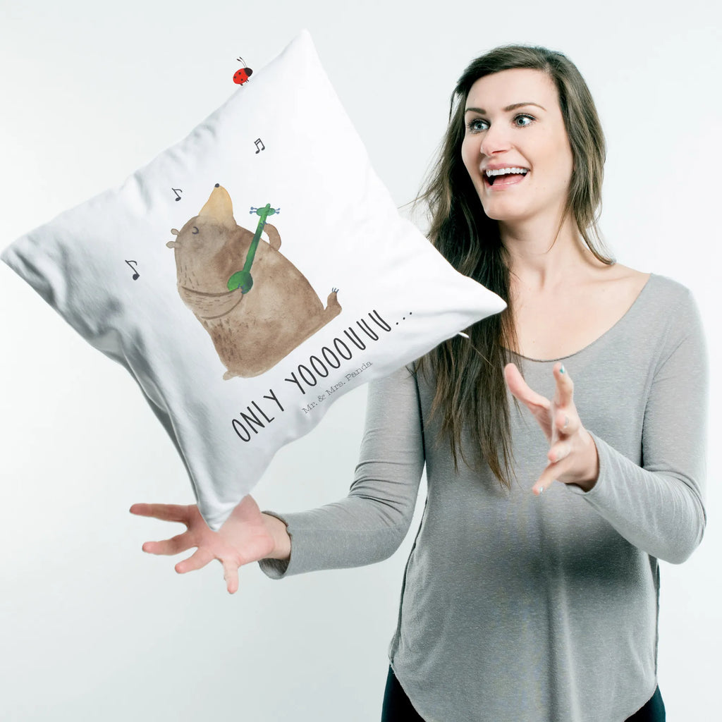 Cushion bear guitar 40 x 40, settee, Pillow, couch, sofa, fluffy, soft, pad, pillow case, pillows, cushion, 40x40, bed, bedroom, bear, teddy, teddy bear, cuddly toy