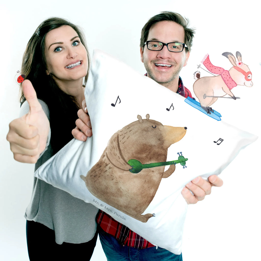 Cushion bear guitar 40 x 40, settee, Pillow, couch, sofa, fluffy, soft, pad, pillow case, pillows, cushion, 40x40, bed, bedroom, bear, teddy, teddy bear, cuddly toy