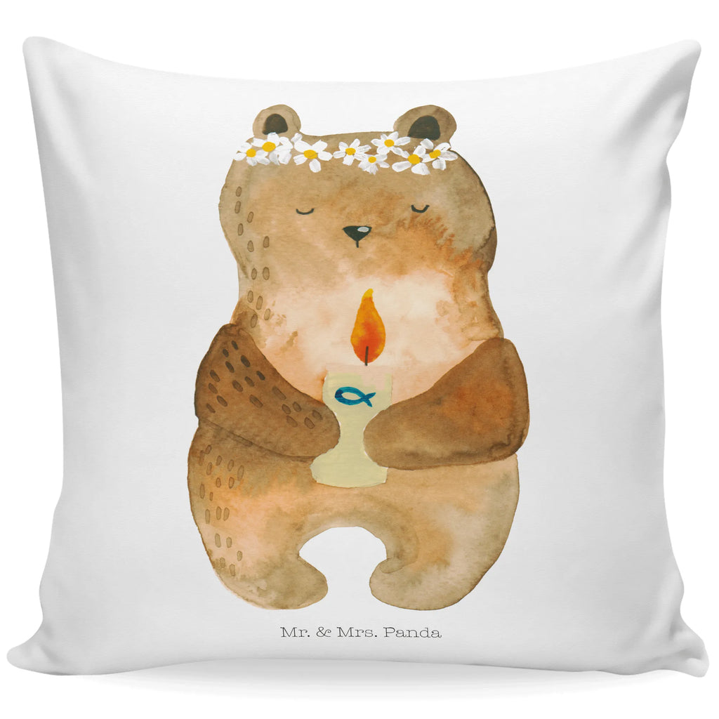 Cushion bear communion pillow case, sofa, 40x40, couch, pillows, soft, fluffy, bed, pad, settee, 40 x 40, Pillow, cushion, bedroom, bear, teddy, teddy bear, cuddly toy, catholic, communion, God's blessing, baptismal candle