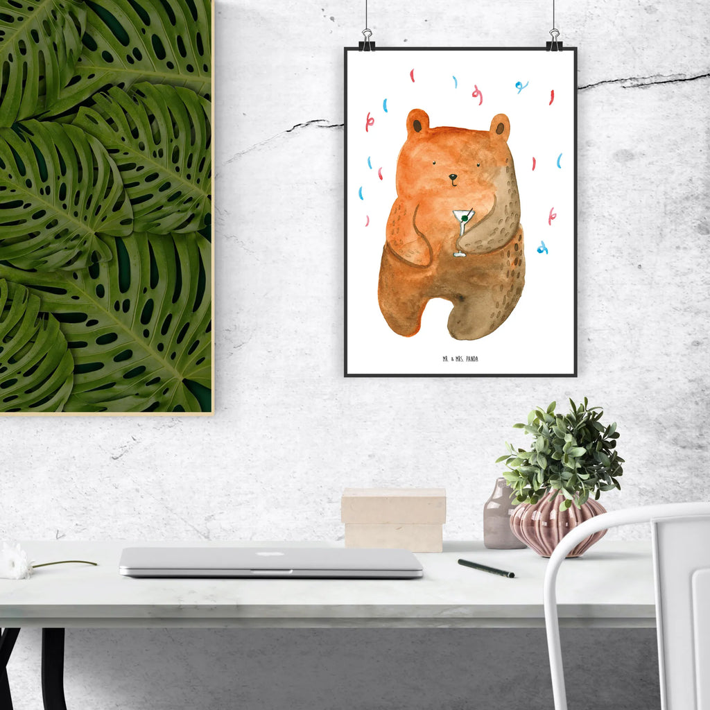 Poster bear party Handgemaltes Poster, Küchenposter, Wanddeko Bild, Poster, Bild, Posterdruck, Kinderposter, Raumdekoration, Wanddeko, Designposter, Wandposter, Wanddekoration, Mr. & Mrs. Panda Poster, Kunstdruck, Bär, Teddy, Teddybär, Lustig, Party, Geschenk, Geburtstagsgeschenk, Feiern, Geburtstag, Abfeiern, Mitbringsel, Gute Laune