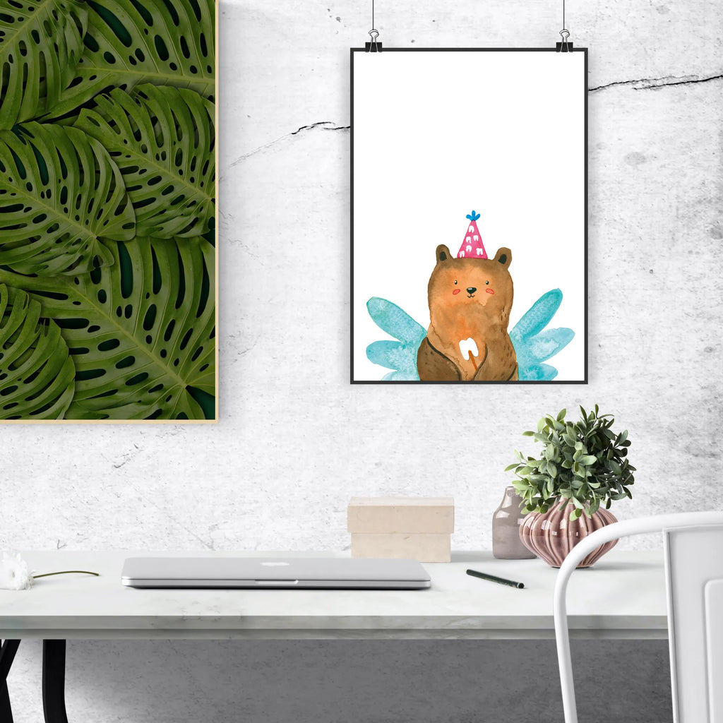 Plakat niedźwiedź Wróżka zębów Mr. & Mrs. Panda Poster, Bild, Wandposter, Wanddeko, Wanddekoration, Küchenposter, Handgemaltes Poster, Kinderposter, Raumdekoration, Designposter, Kunstdruck, Wanddeko Bild, Poster, Posterdruck, Bär, Teddy, Teddybär, Milchzahn, Fee, Zahnfee, Erster Zahn