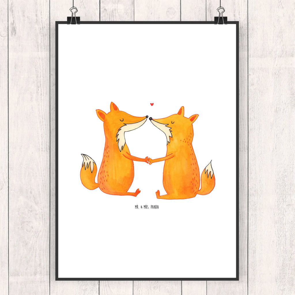 Poster Füchse Liebe Bild für Wand, wandkunst, Wandbild, Wandposter, Wanddekoration, Wanddeko Bild, kunstposter, kunstdruck poster, wanddeko, Kunstdruck, Poster, Posterdruck, Deko Bild, Bild, drucke, Designposter, Mr. & Mrs. Panda Poster, kunst für die wand, Wandschmuck, wanddruck, Plakat, grafikposter, Fuchs, Freundin, Ehemann, Füchse, Partner, Verlobte, Ehe, Ehefrau, Fox, Liebesbeweis, Liebespaar, Freund, Liebe, Paar
