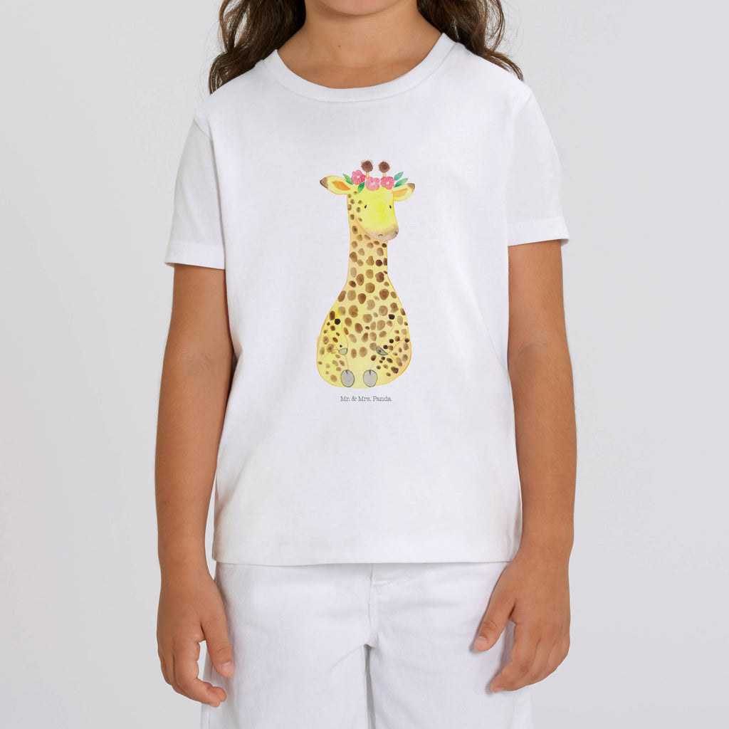 Organic Kinder T-Shirt Giraffe Blumenkranz Kinder T-Shirt, Kinder T-Shirt Mädchen, Kinder T-Shirt Jungen, Afrika, Wildtiere, Giraffe, Blumenkranz, Abenteurer, Selbstliebe, Freundin
