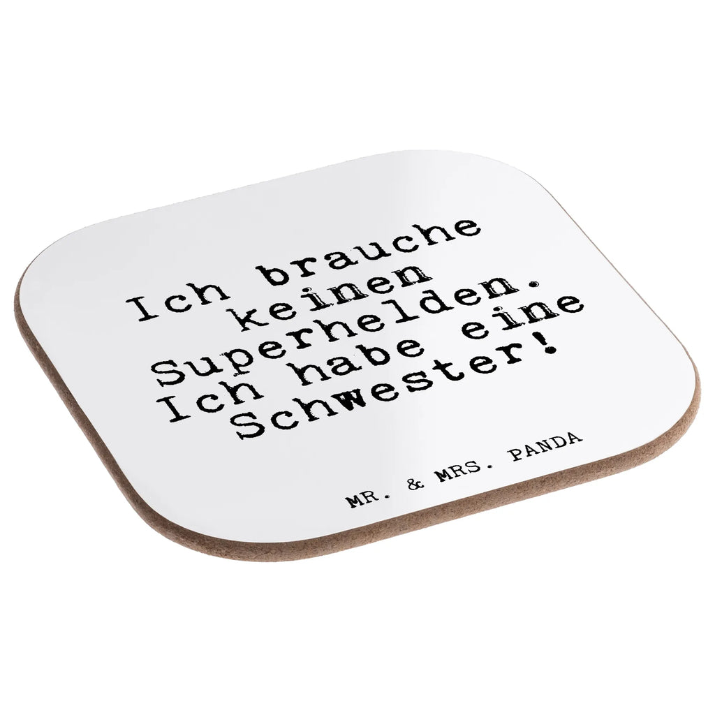 Square coaster Ich brauche keinen Superhelden.... breakfast, gift, glass coasters, Coasters, presents, party, gifts, saying, sayings, funny, wisdom, quotes, Glizzer Spell Proverbs Wisdom Quotes Funny Wisdom Words