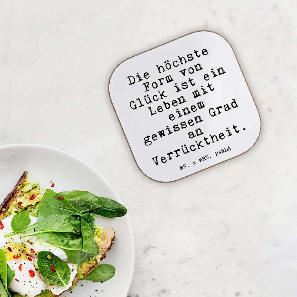Square coaster Die höchste Form von... presents, glass coasters, Coasters, gifts, gift, party, breakfast, saying, sayings, funny, wisdom, quotes, Glizzer Spell Proverbs Wisdom Quotes Funny Wisdom Words