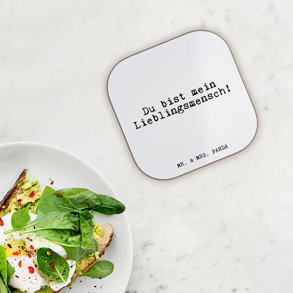 Square coaster Du bist mein Lieblingsmensch! party, gift, Coasters, glass coasters, presents, gifts, breakfast, saying, sayings, funny, wisdom, quotes, Glizzer Spell Proverbs Wisdom Quotes Funny Wisdom Words
