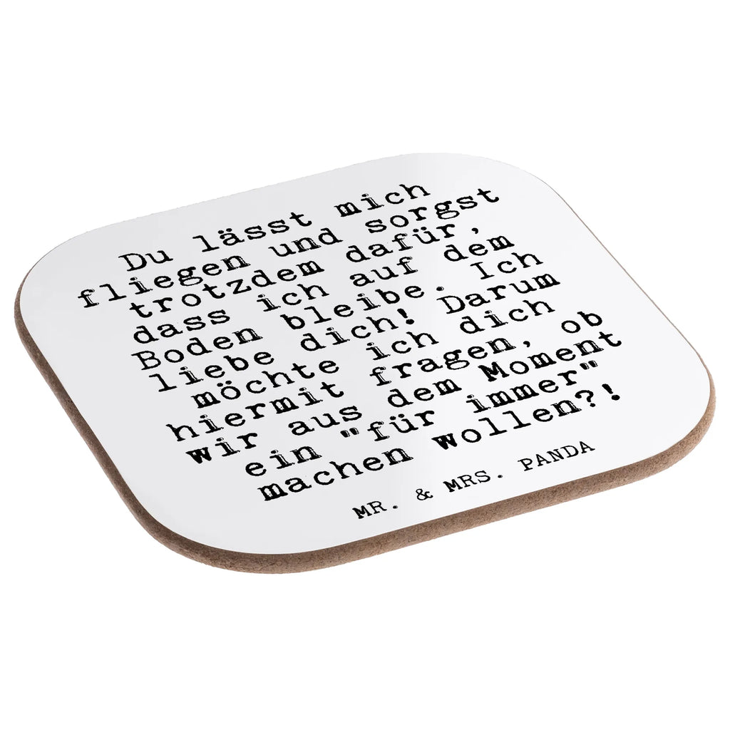 Square coaster Du lässt mich fliegen... party, gift, glass coasters, breakfast, Coasters, presents, gifts, saying, sayings, funny, wisdom, quotes, Glizzer Spell Proverbs Wisdom Quotes Funny Wisdom Words