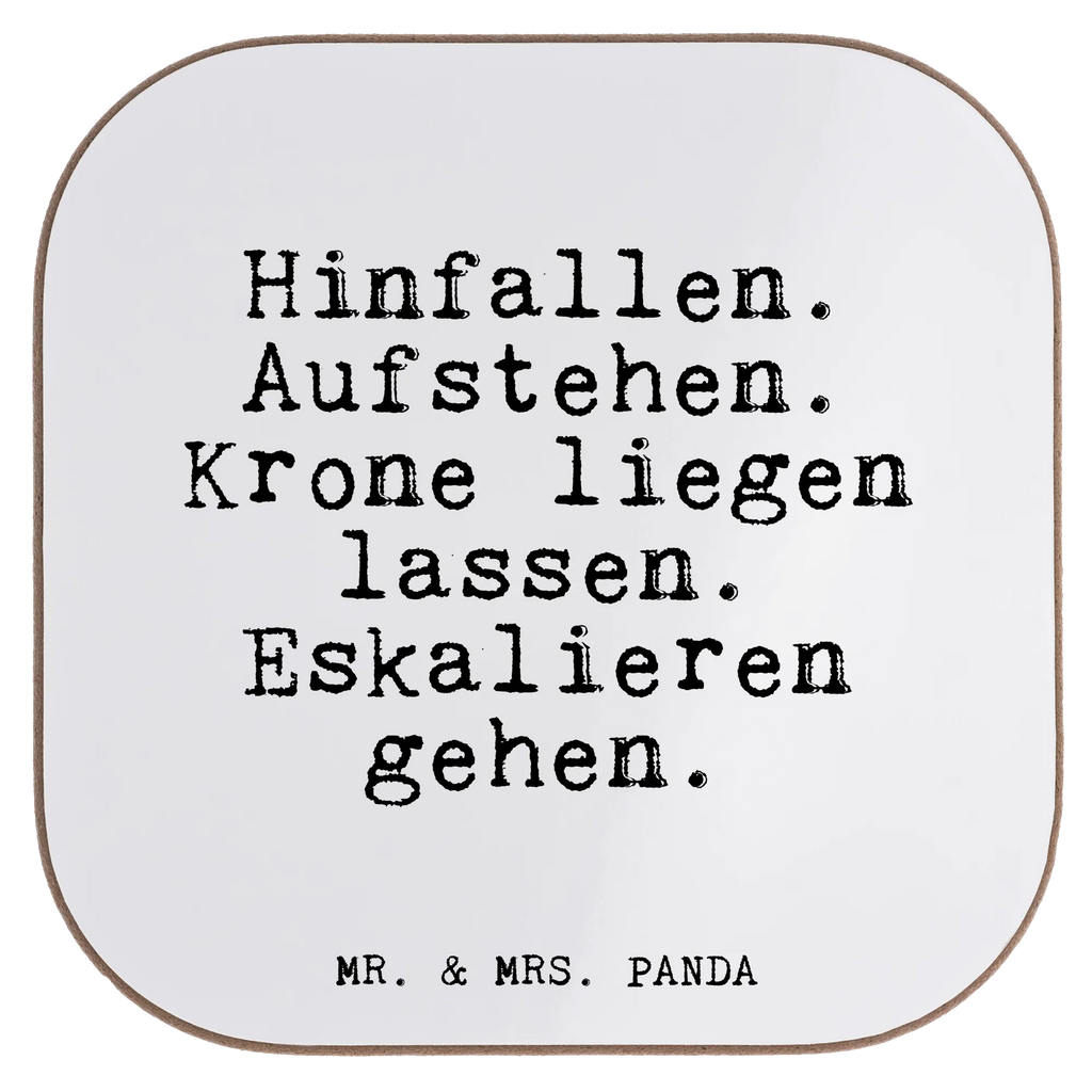 Square coaster Hinfallen. Aufstehen. Krone liegen... glass coasters, breakfast, Coasters, presents, gifts, gift, party, saying, sayings, funny, wisdom, quotes, Glizzer Spell Proverbs Wisdom Quotes Funny Wisdom Words