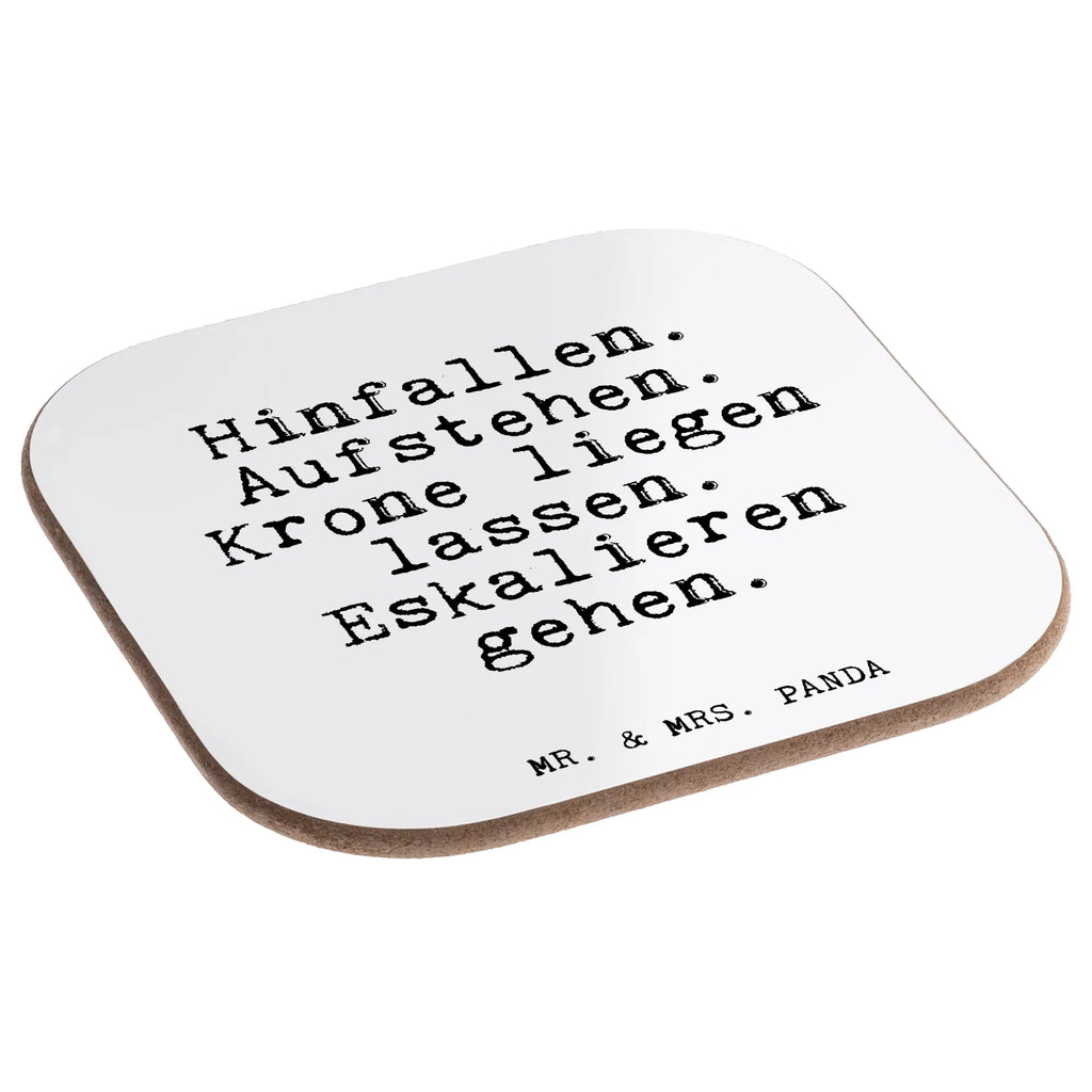 Square coaster Hinfallen. Aufstehen. Krone liegen... glass coasters, breakfast, Coasters, presents, gifts, gift, party, saying, sayings, funny, wisdom, quotes, Glizzer Spell Proverbs Wisdom Quotes Funny Wisdom Words