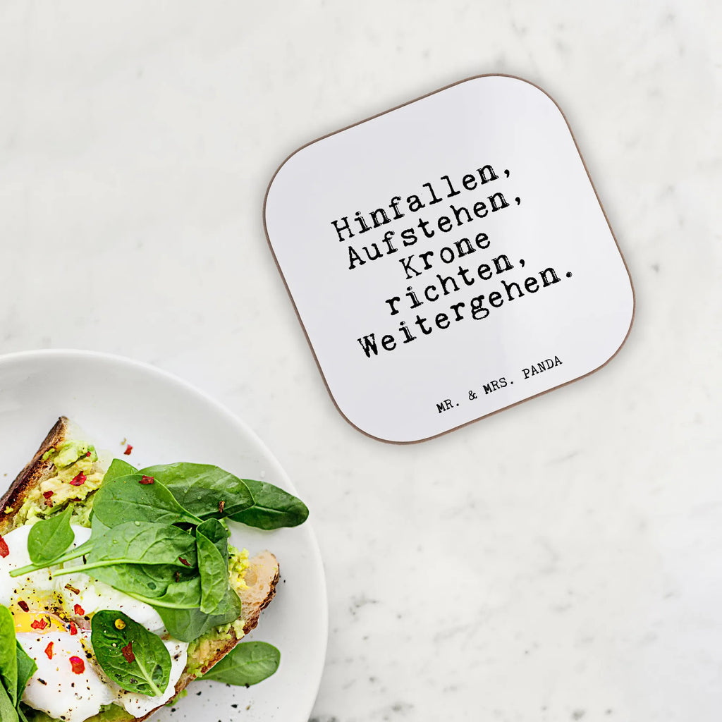Podkładka Hinfallen, Aufstehen, Krone richten,... Przysłowie, przysłowia, zabawne przysłowia, mądrości, cytaty, prezenty z przysłowiami