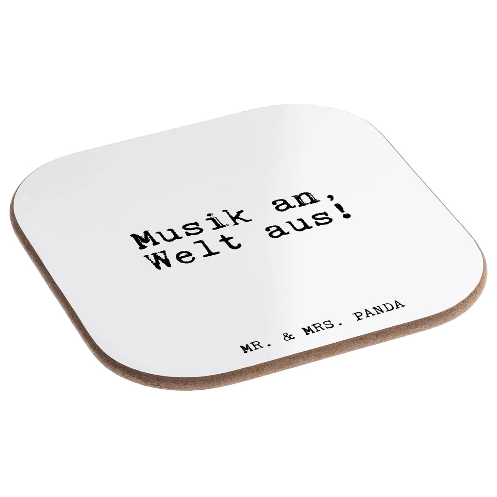 Square coaster Musik an, Welt aus!... party, presents, gifts, breakfast, glass coasters, gift, Coasters, saying, sayings, funny, wisdom, quotes, Glizzer Spell Proverbs Wisdom Quotes Funny Wisdom Words